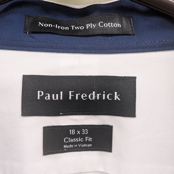 NWT Paul Frederick Mens Non-iron 2 Ply Cotton Classic Fit Button Up Shirt  18x33 - Picture 6 of 9